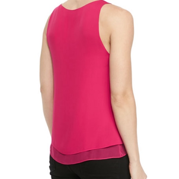 Diane von Furstenberg Raica Pink 100% Silk Sleeveless Layered Top W/ Keyhole - Picture 2 of 9